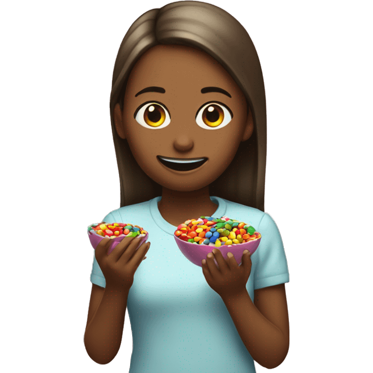 Girl eating skittles  emoji