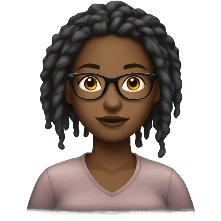 black girl teenager with locs and glasses emoji