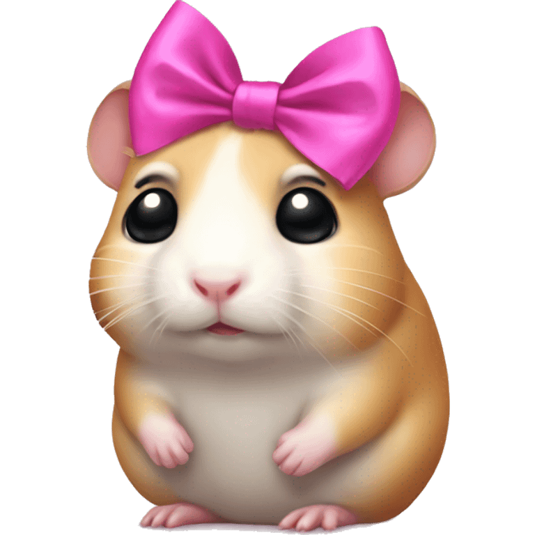 Sad hamster with a pink bow head emoji