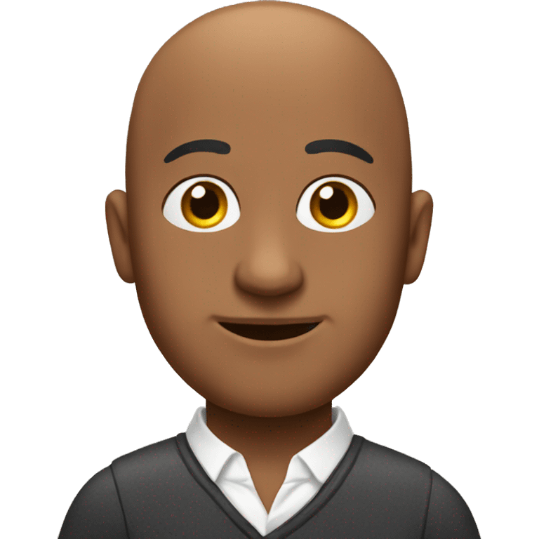 Bald brown man with penguin emoji