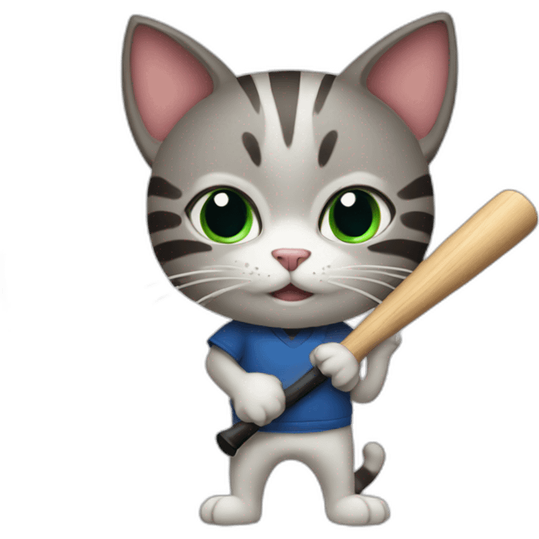 Cat with baseball bat emoji