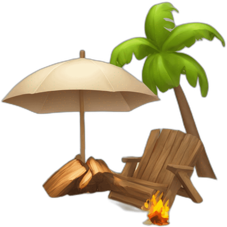 beach with fire wood emoji