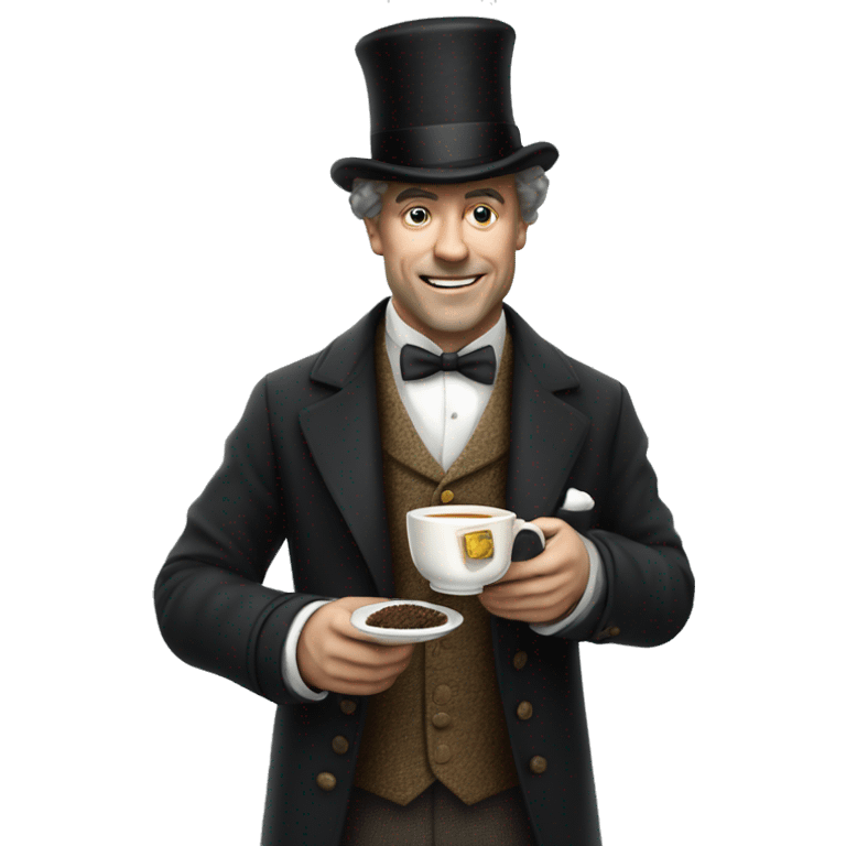 Photorealistic man A British gentleman in a monocle and a top hat with a cup of tea in his hand emoji