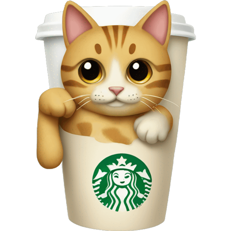 Starbucks cup with a cat emoji