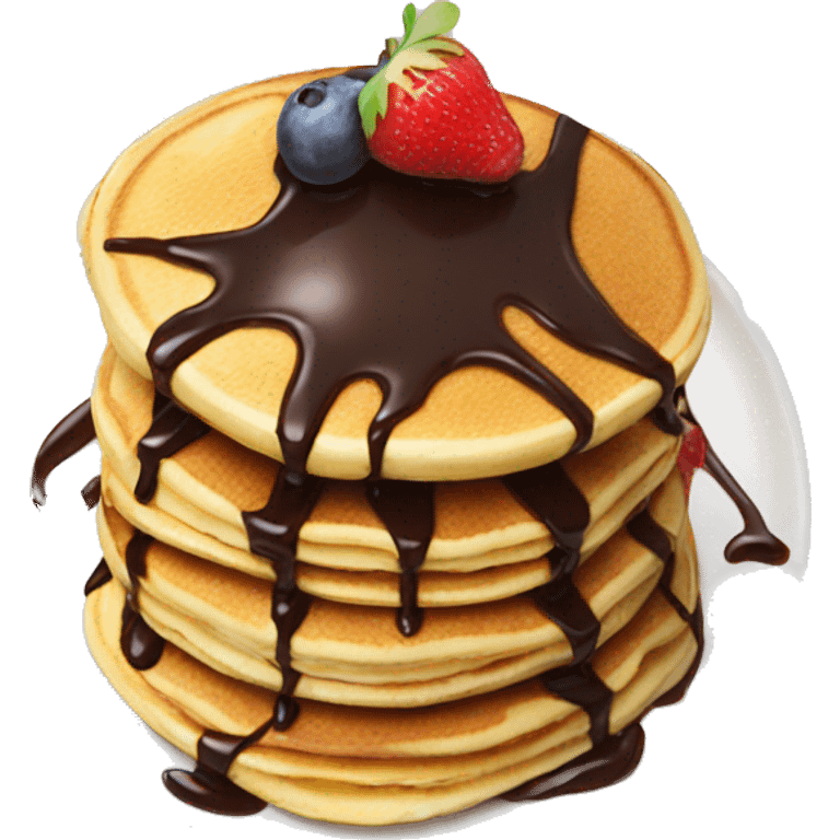 Pancake with chocolate syrup and fruits emoji