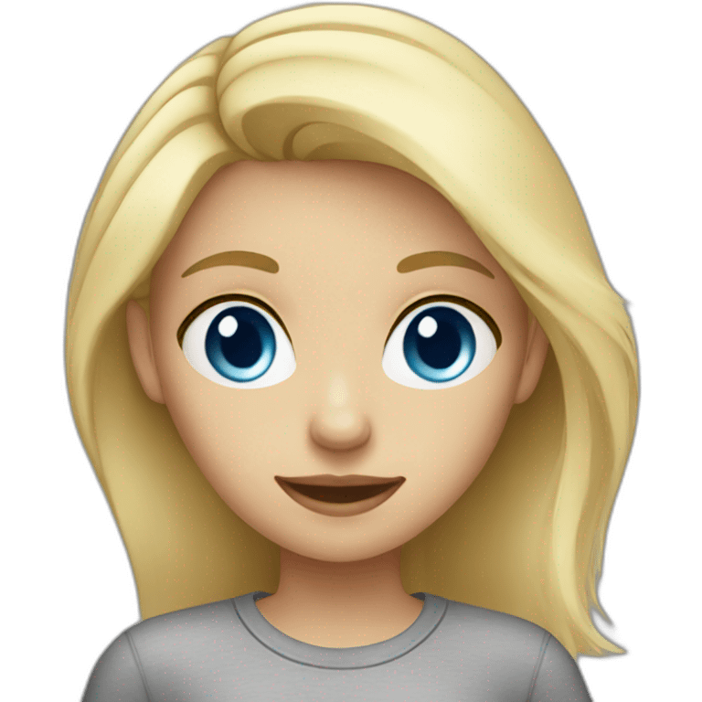 blonde girl with blue eyes in grey shirt emoji