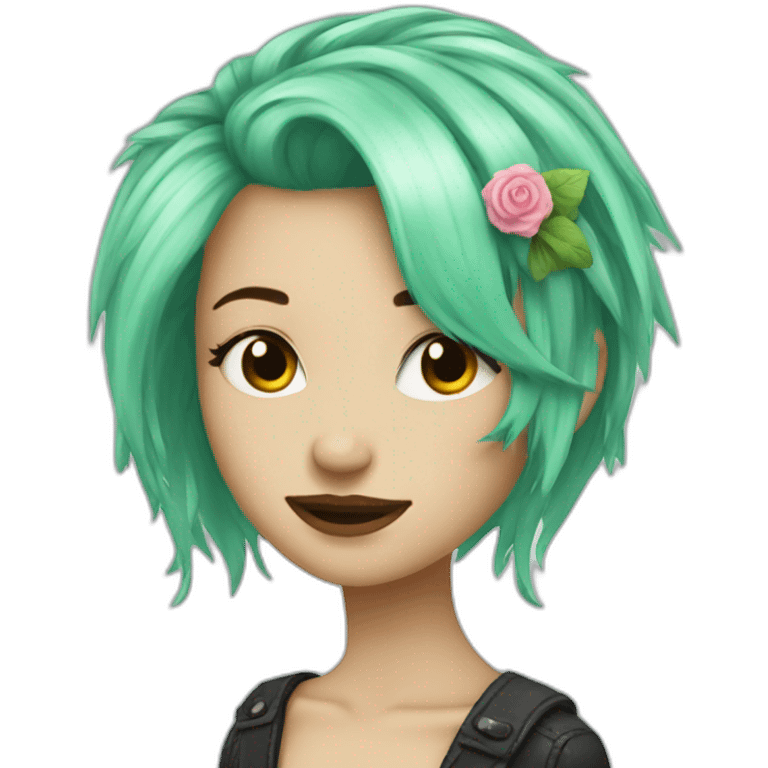 mint hair punk girl emoji