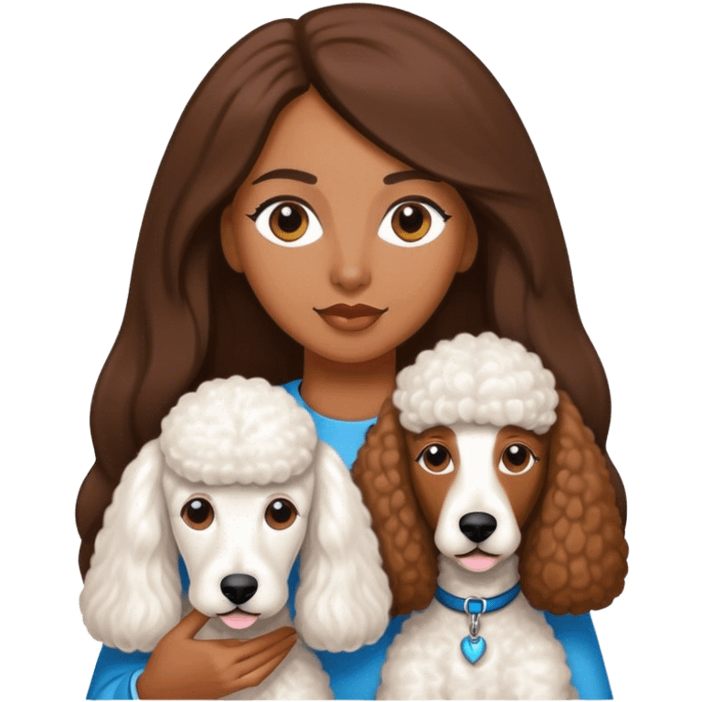 White Standard Poodle and Straight long hair brown skin Women emoji