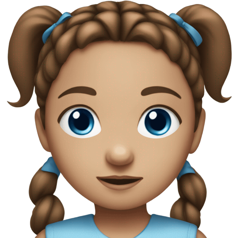 BROWN HAIR BLUE EYE BABY GIRL WITH PONYTAILS emoji