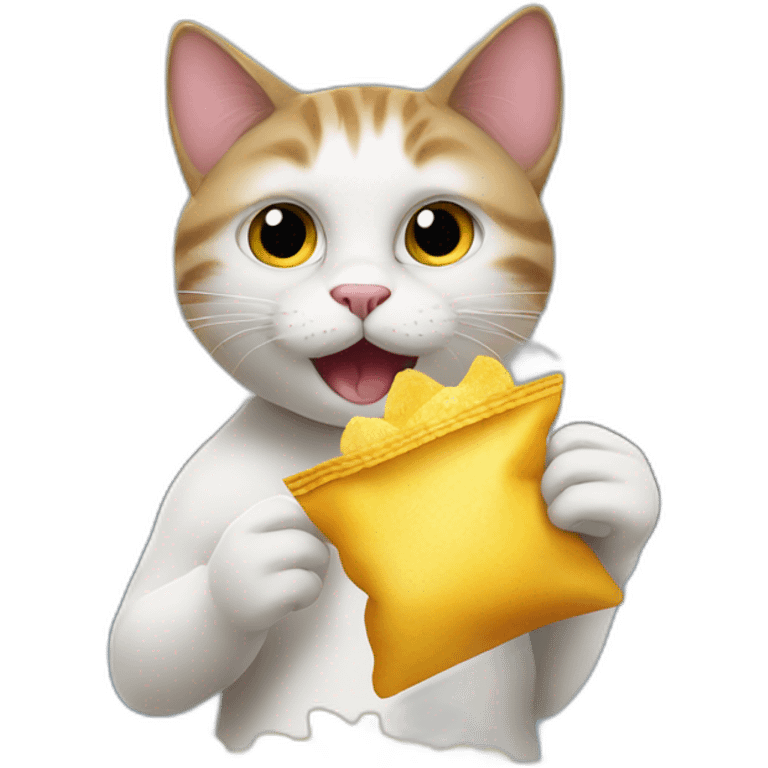 cat eating chips in the gym emoji