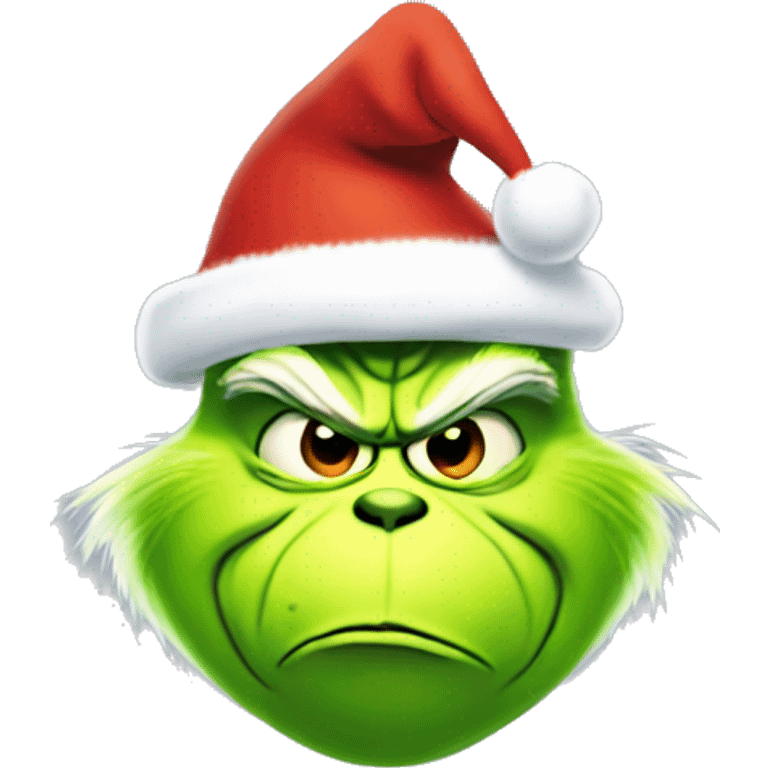 The Grinch in a Christmas hat emoji