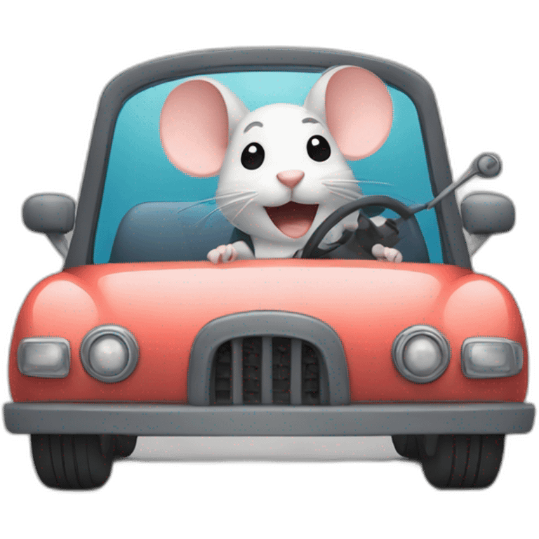 mouse driving car emoji