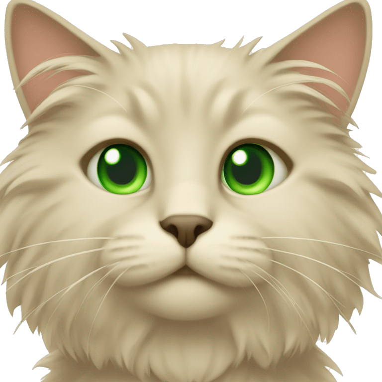 beige fluffy cat with green eyes emoji