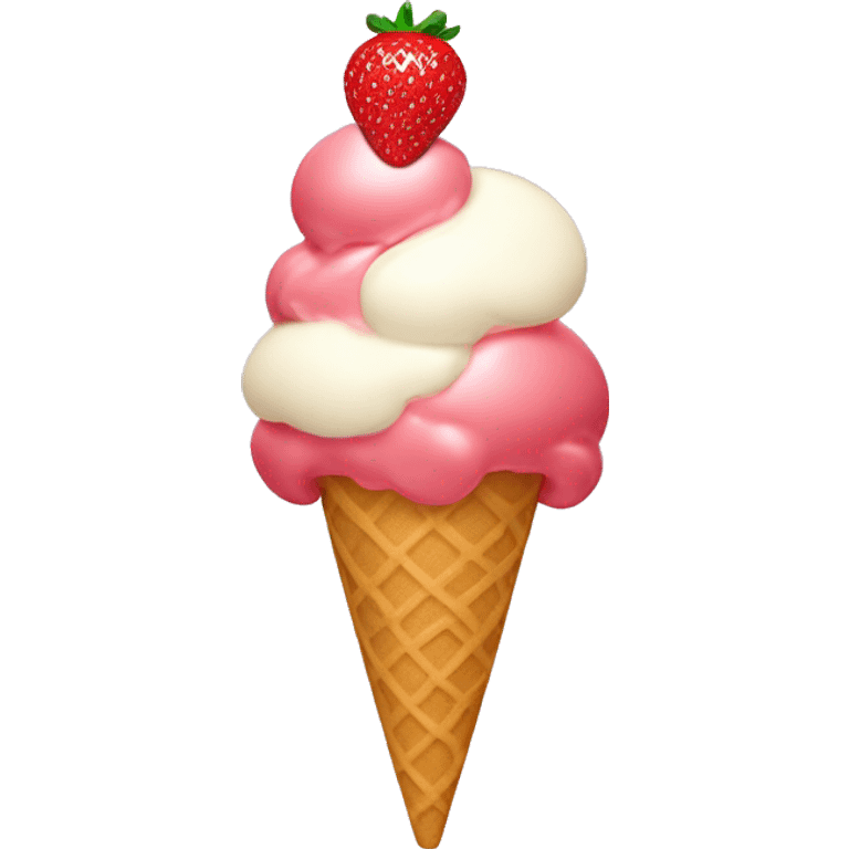 Strawberry and vanilla ice cream mixed emoji