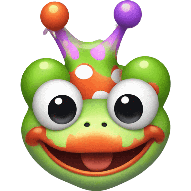 a clown frog with white makeup and colorful hair emoji