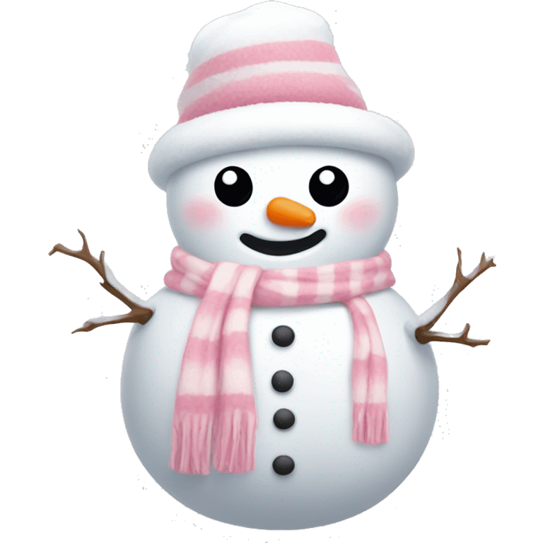 Cute white and light pink snowman emoji