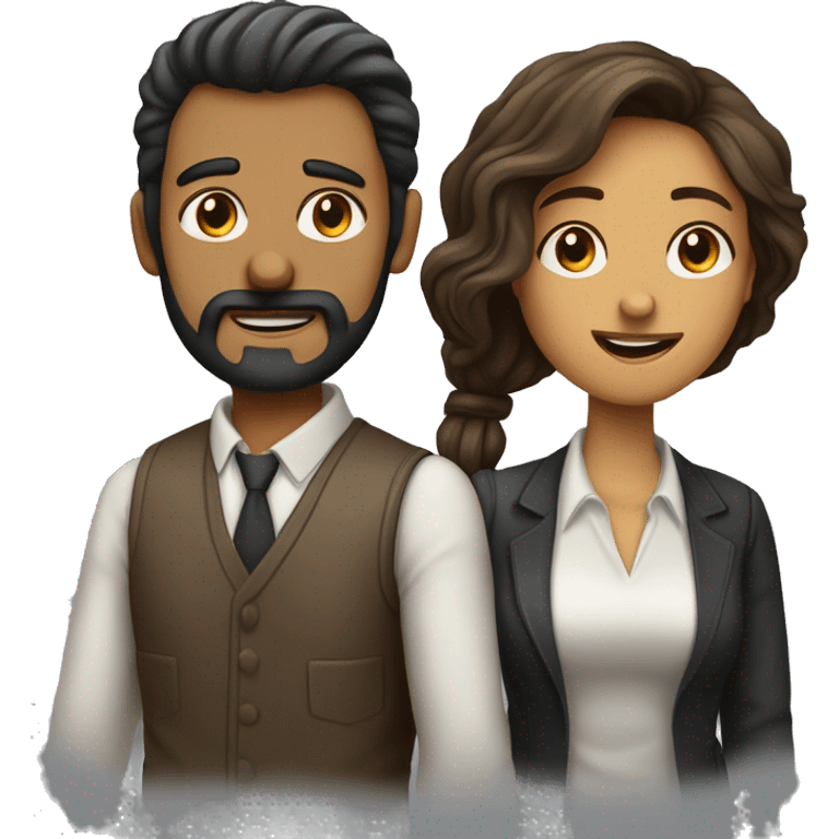 Hombre calvo con barba negra y mujer con cabello largo  emoji