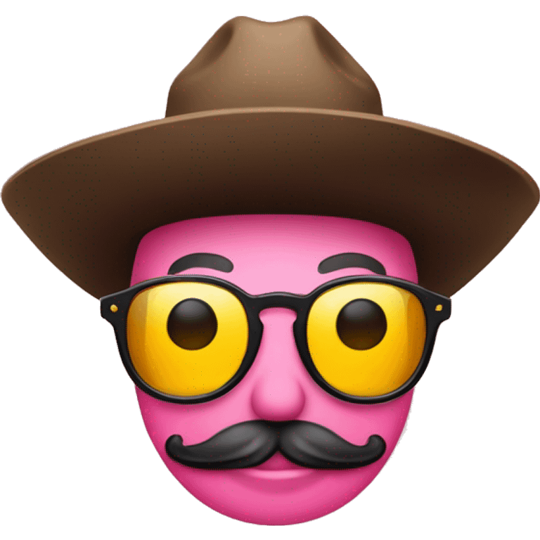 Rose colored glasses with black cowboy hat and smiley face  emoji