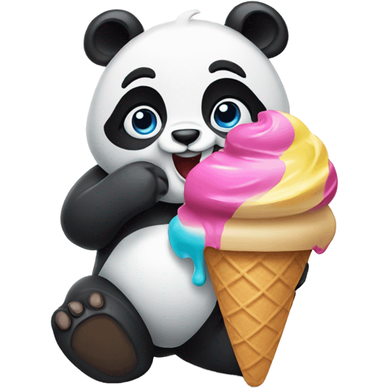 Panda eating ice cream emoji