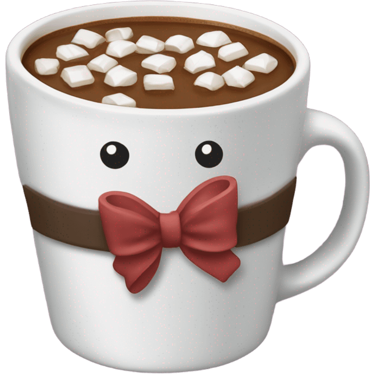 Coffee mug filled with hot chocolate with bow on handle emoji