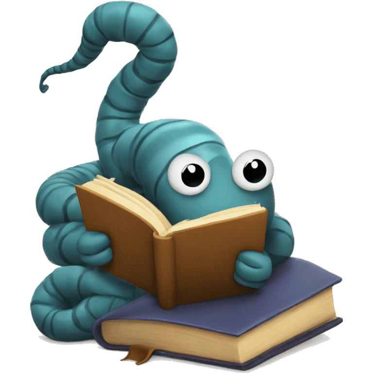 Worm reading a book emoji