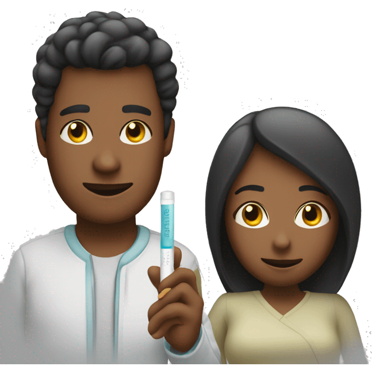 couple looking at pregnancy test emoji