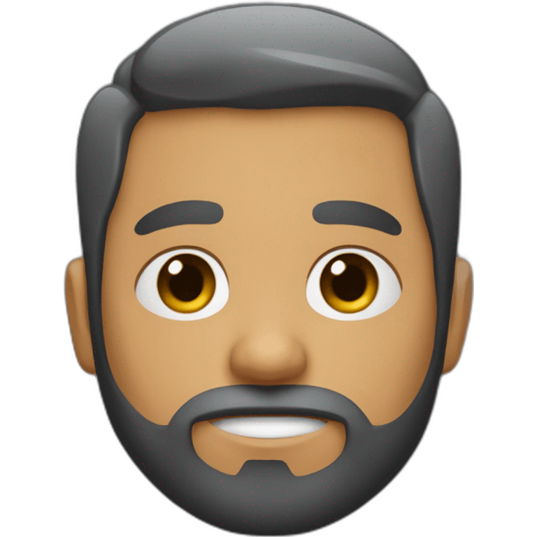 Cara de persona calva con pelo negro muy corto y con barba corta y ojos azules emoji