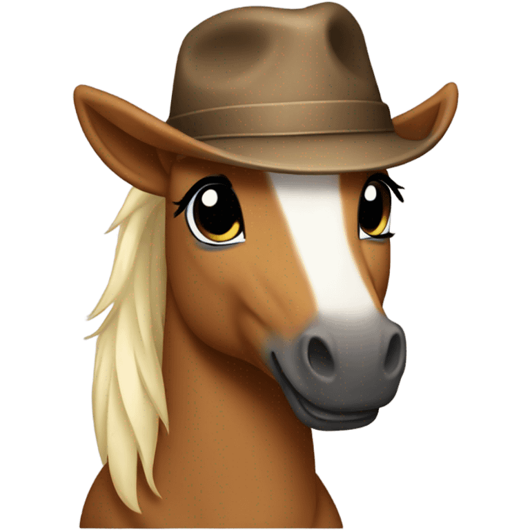 A pony with a hat emoji