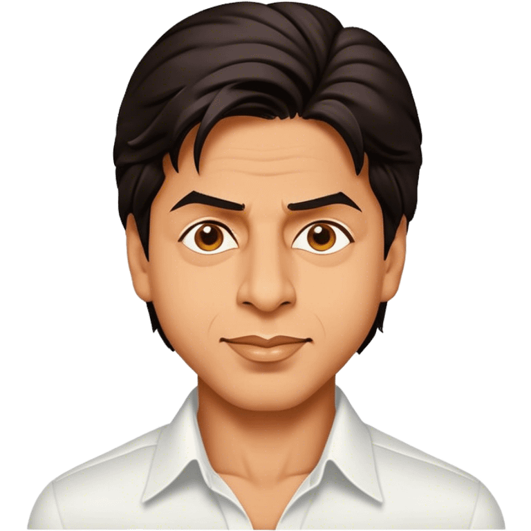 Cinematic Realistic Shah Rukh Khan Pop Culture Emoji, showcasing the charismatic charm of the Bollywood superstar rendered with lifelike detail and captivating lighting. emoji