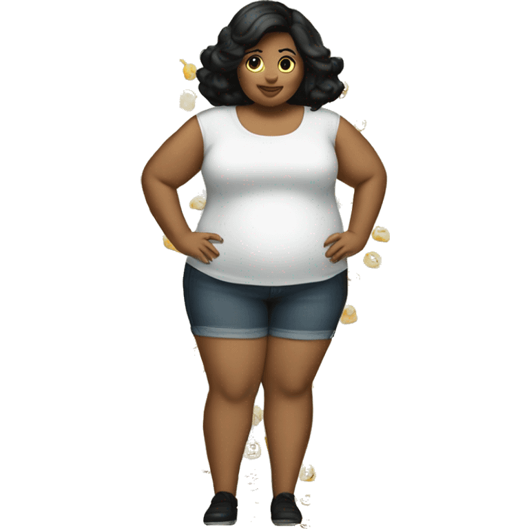 Fat girl top heavy skinny legs black hair emoji