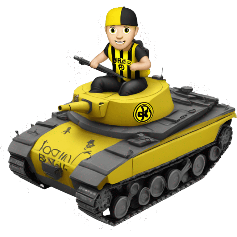 Bvb dortmund fan riding on a tank emoji