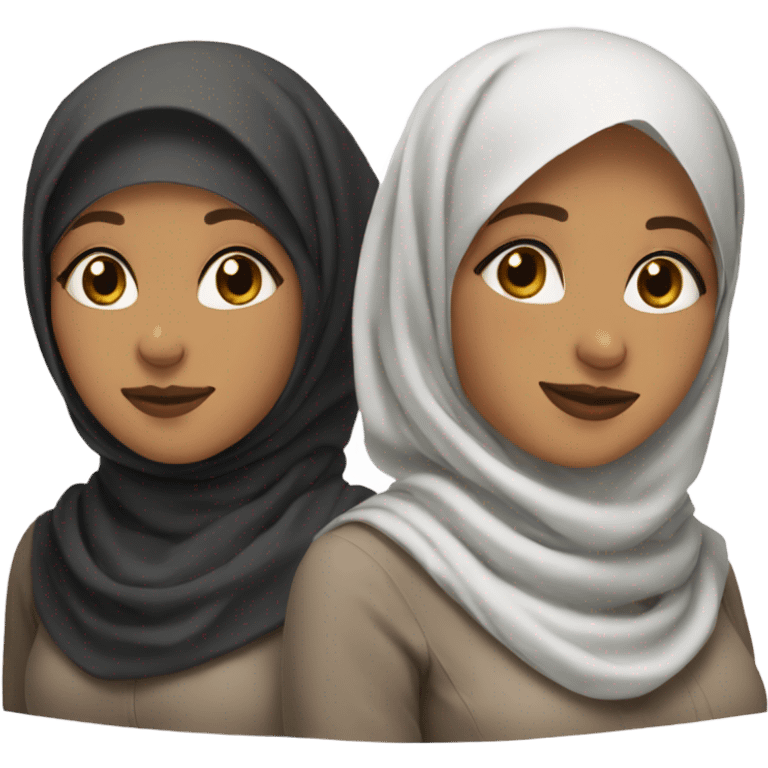 group of 2 hijabis and 1 non hijabi emoji