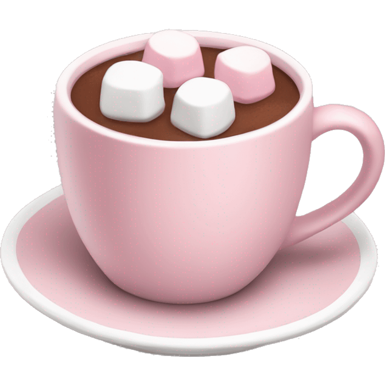 Light Pink mug of hot chocolate with marshmallows  emoji