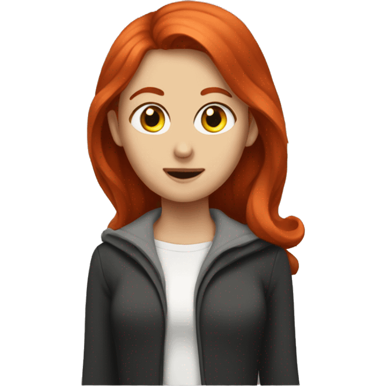 Redhead woman loves ghosr emoji