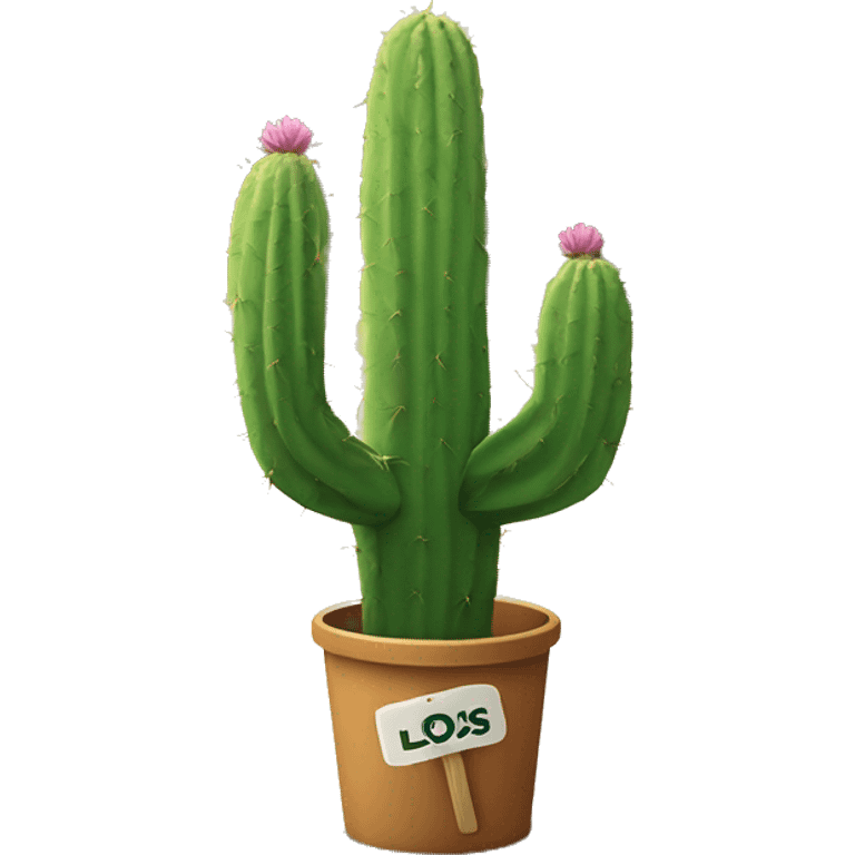 Cactus with sign that says “Los Taques” emoji