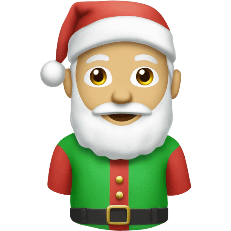 Santa Claus wearing green t-shirt that has words ‘Greenwich Health’ written in white letters  emoji