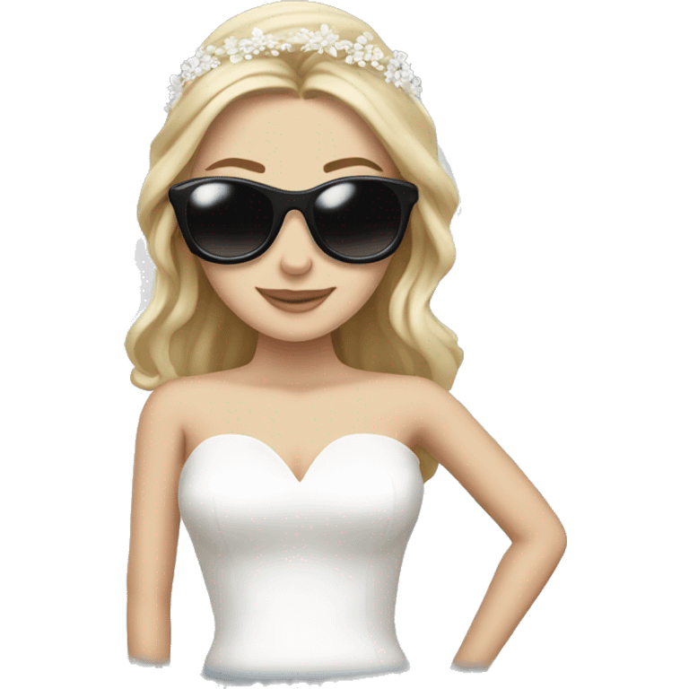 White girl as a bride wearing sunglasses and headphones emoji