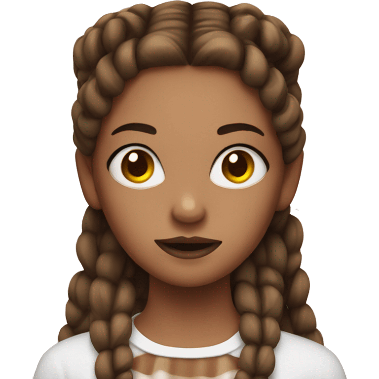 girl with twin brown braids with scary makeup  emoji