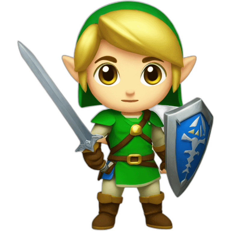 Zelda baby link standing with sword and shield emoji