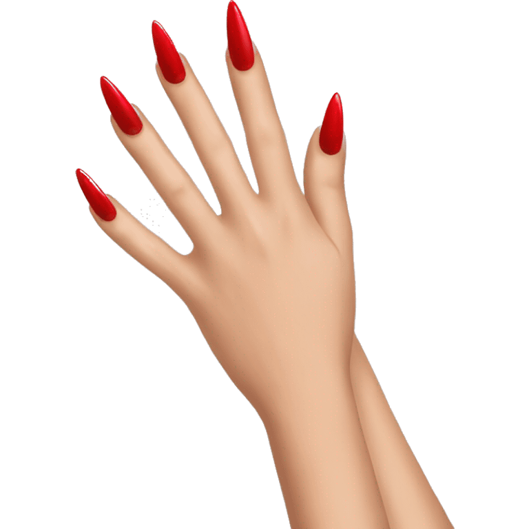 Pretty hands with long red stiletto nails emoji