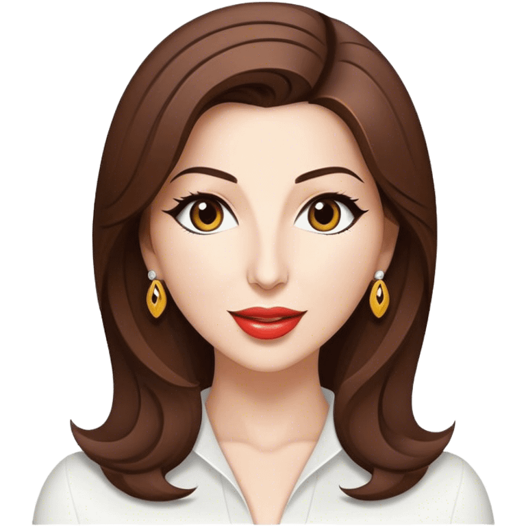 Cinematic Realistic Nancy Ajram Pop Culture Emoji, depicted with a charismatic modern portrayal of the celebrated singer rendered with crisp detail and energetic lighting. emoji