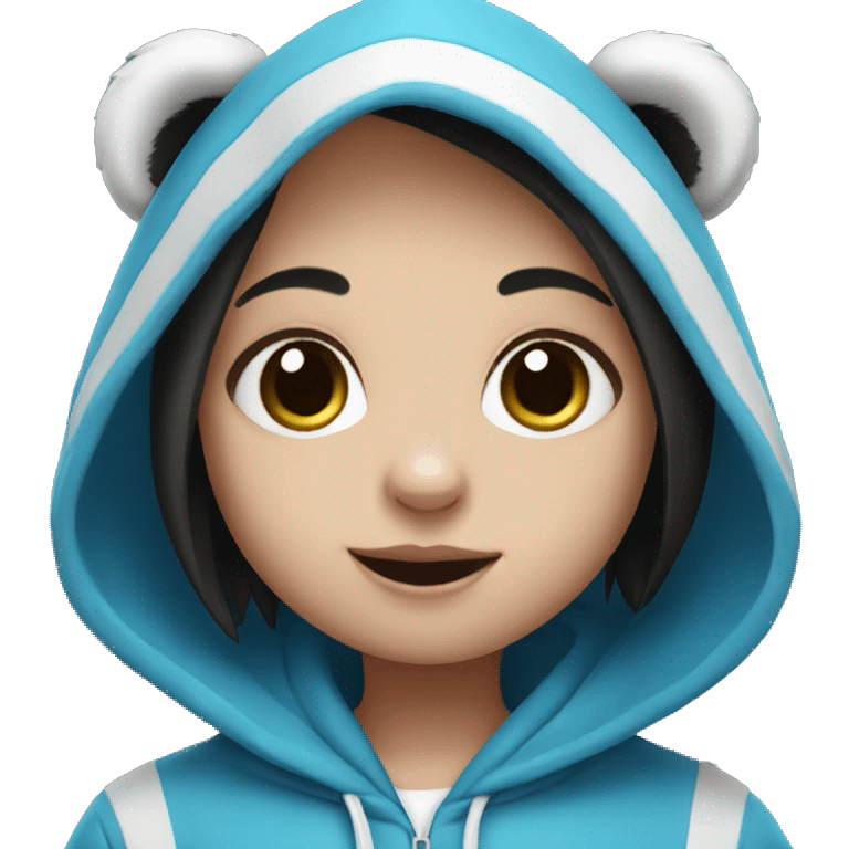 girl panda with blue hoodie emoji