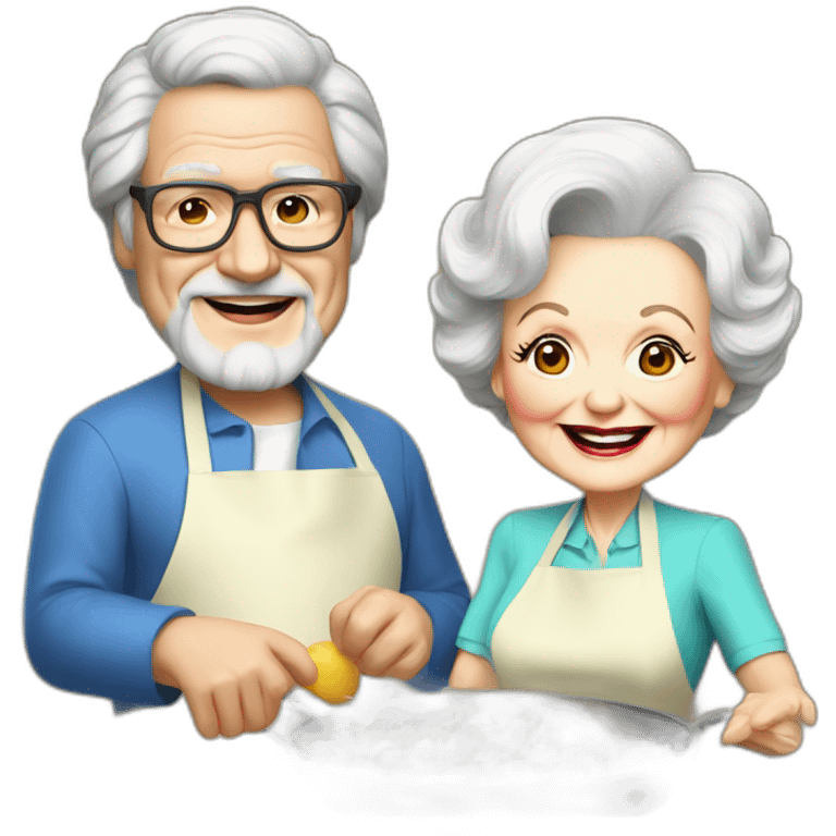 Betty White and Barry White cooking  emoji