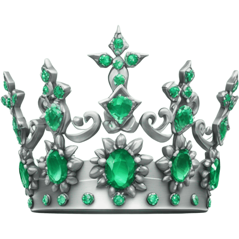 Silver crown with flowers made of emeralds emoji