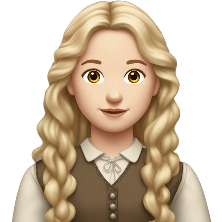 Grace ingalls with very long pale blonde hair and realistic and pretty and detailed emoji