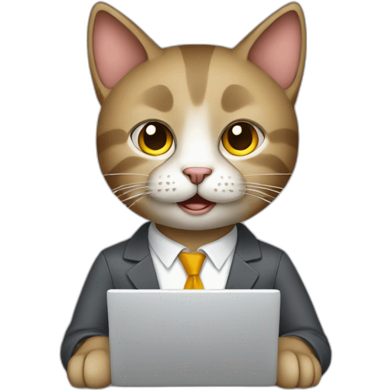 Cat office worker with laptop emoji