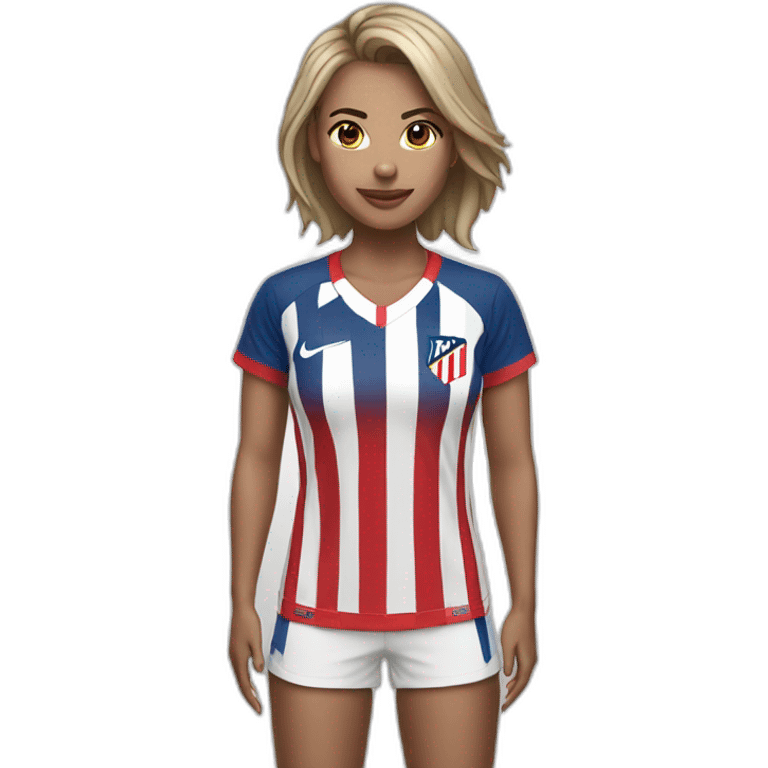 Mujer. Pelo blanco corto con camiseta del Atleti  emoji