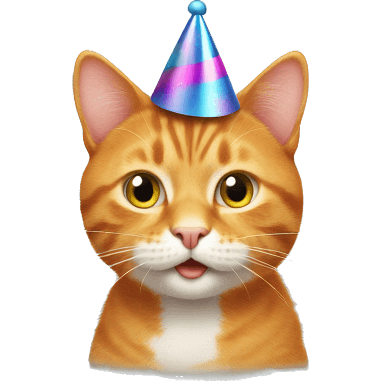 ginger cat with party hat emoji