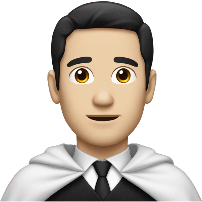 White skin man with black hair, wearing a suit with a black cape on the shoulders emoji