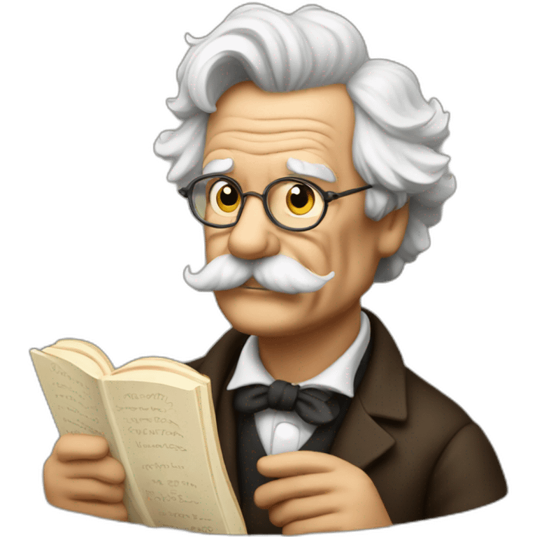 Mark Twain reading a book emoji